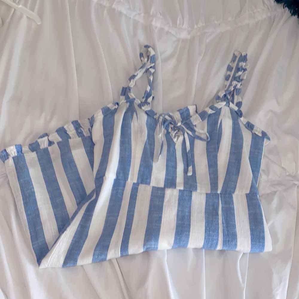 Blue and White Striped Mini Dress